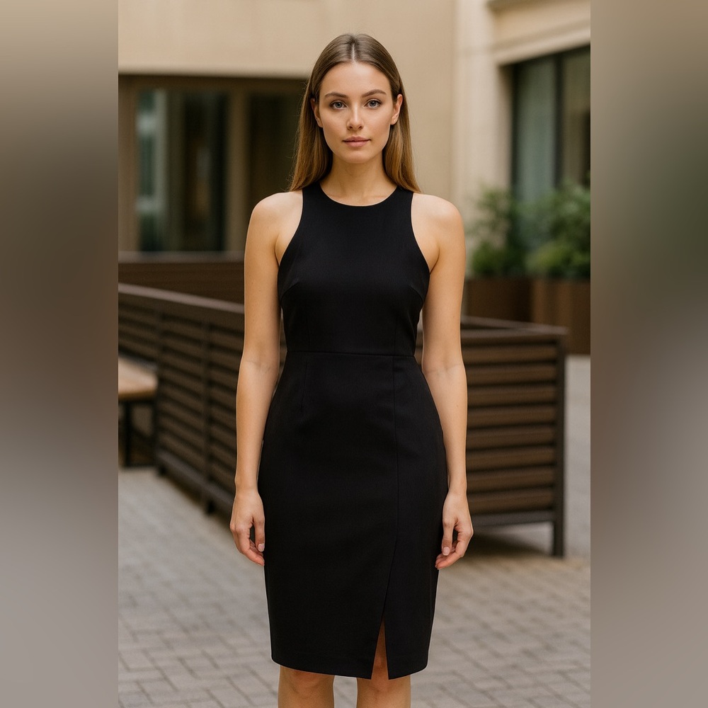 Banana Republic Black Sheath Dress | Petite 6 | Classic Little Black Dress
B040